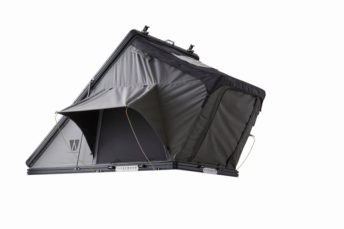 VICKYWOOD Cumaru 135 Eco Hartschalen Dachzelt inkl. Dachträger, grau/schwarz
