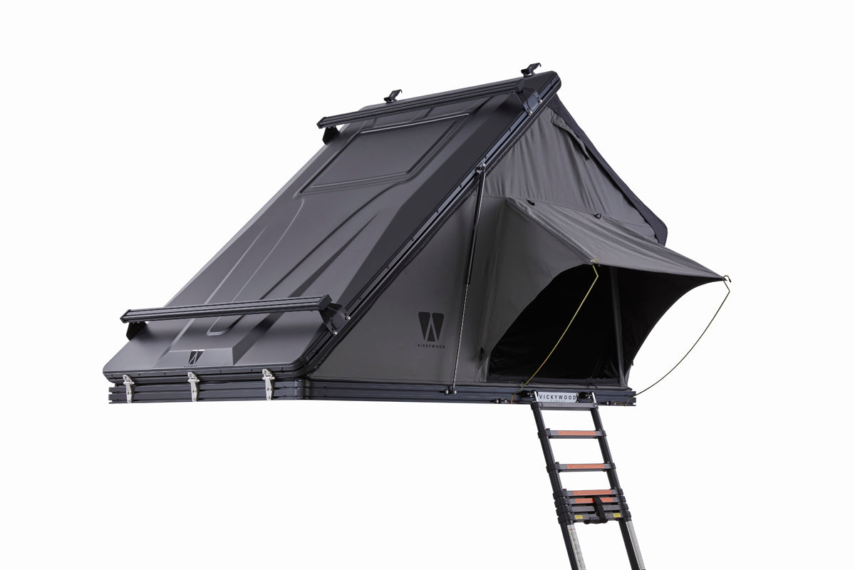 VICKYWOOD Cumaru 135 Eco Hartschalen Dachzelt inkl. Dachträger, grau/schwarz