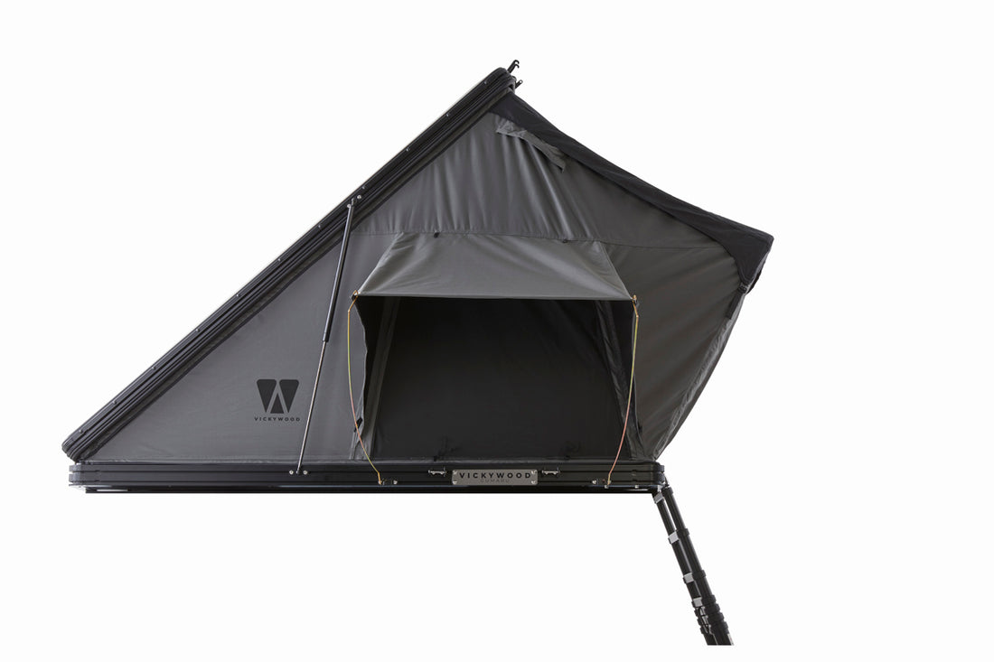 VICKYWOOD Cumaru 135 Eco Hartschalen Dachzelt inkl. Dachträger, grau/schwarz