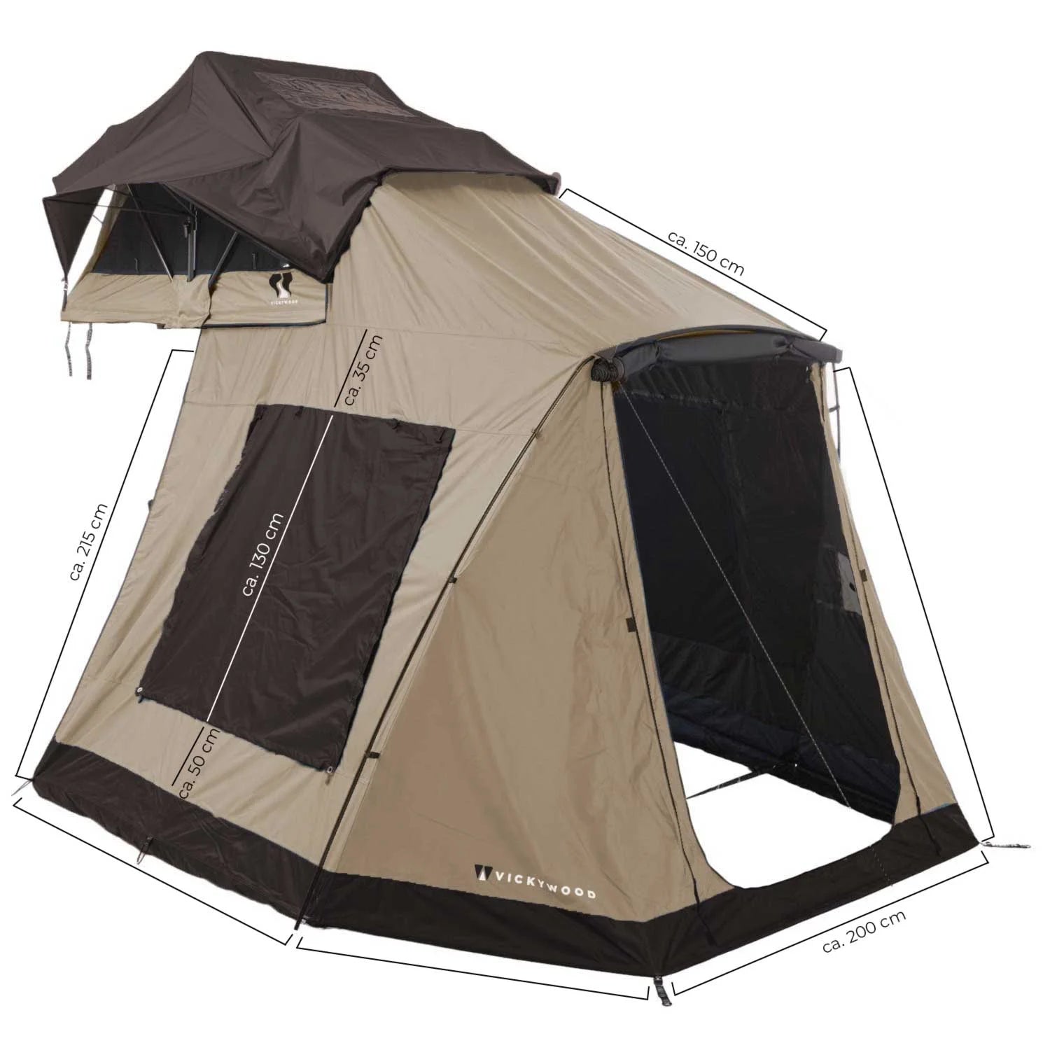 VICKYWOOD Vorzelt zu Dachzelt LITTLE BAMBOO 125 Gen 2.0 coffee